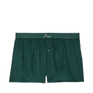 🔥VS Pink bling silky sleep boxys boxer shorts sz L NWT